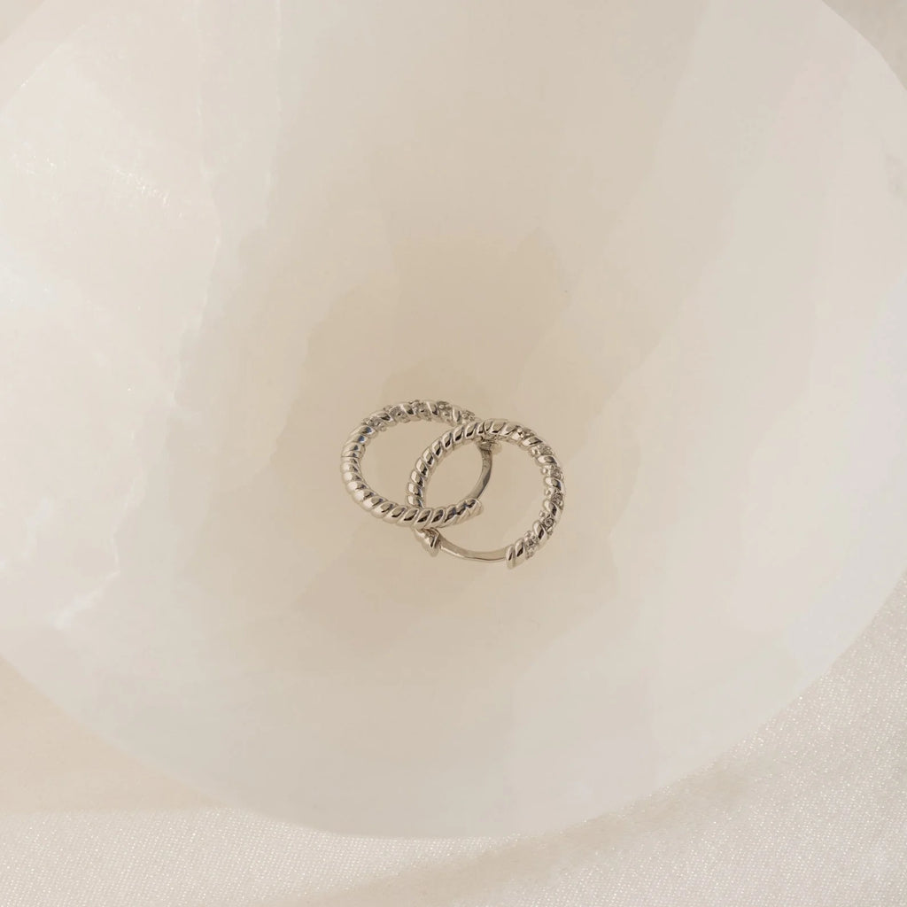 Diamond Twisted Hoops Silver 18K Gold Plated