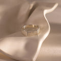 Ribbed Name Signet Ring Silver 18K Gold Plated