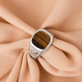 Men's Tigers Eye Signet Ring: Sterling Silver or 18K Gold with Faux Tiger's Eye Stone