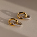 Mixed Metal Twisted Link Earrings Silver 18K Gold Plated