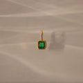 Stone Square Bezel Birthstone Emerald Charm Silver 18K Gold Plated