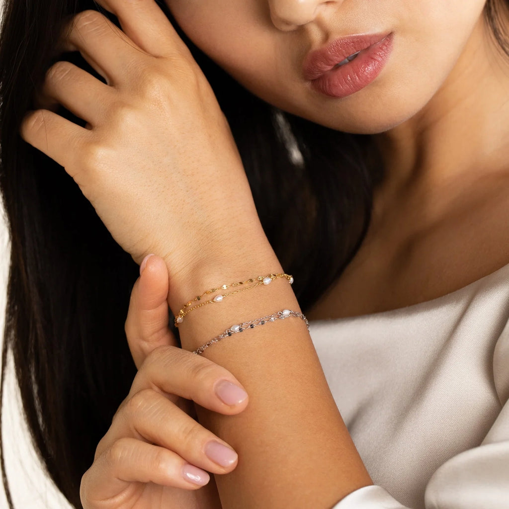 Magnolia Pearl Wrap Bracelet Silver 18K Gold Plated