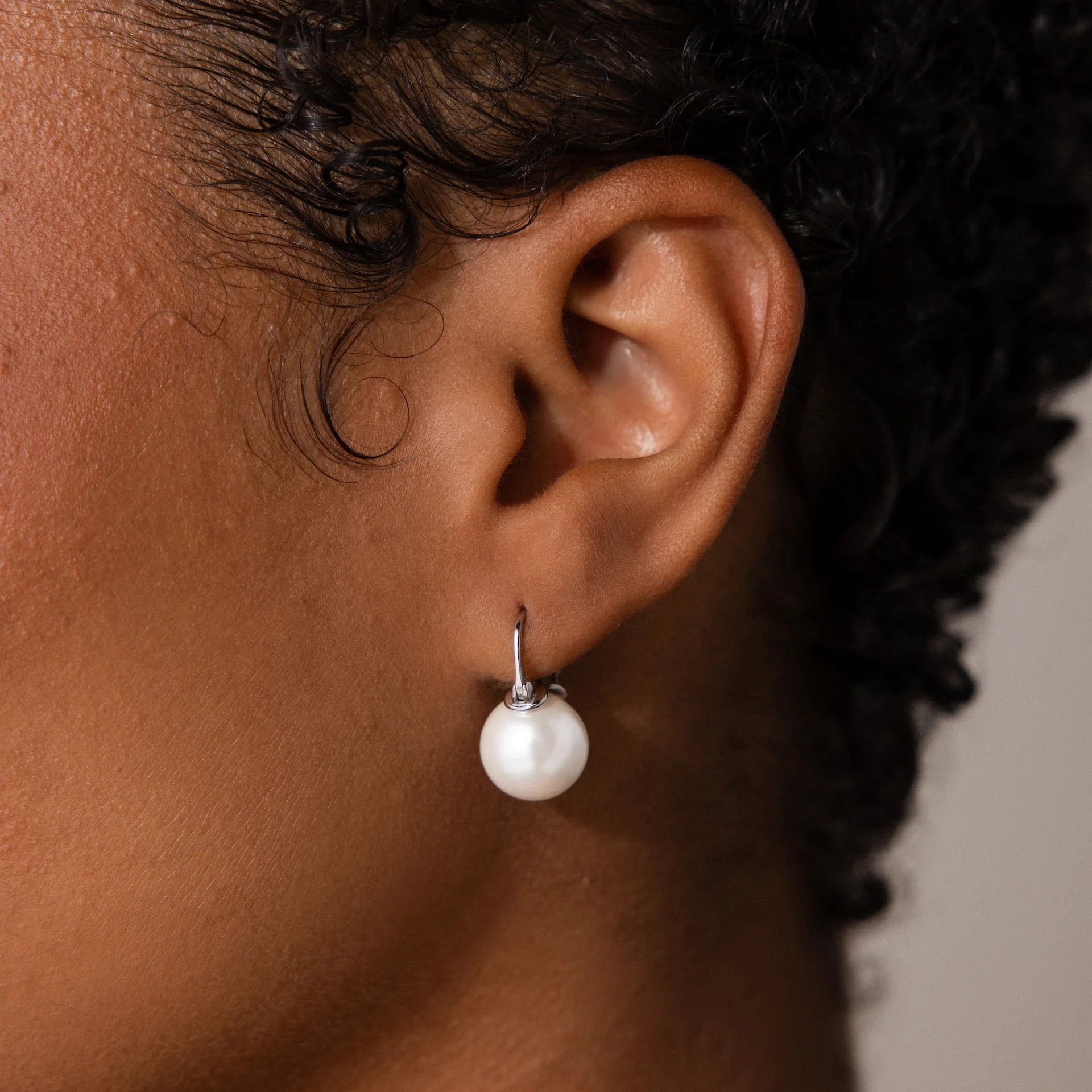 Pearl Dome Drop Earrings Silver 18K Gold Plated