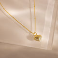 Puff Heart Charm Necklace Silver 18K Gold Plated