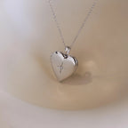 Diamond North Star Heart Locket Necklace Silver 18K Gold Plated