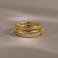 Diamond Triple Linked Ring Set Silver 18K Gold Plated