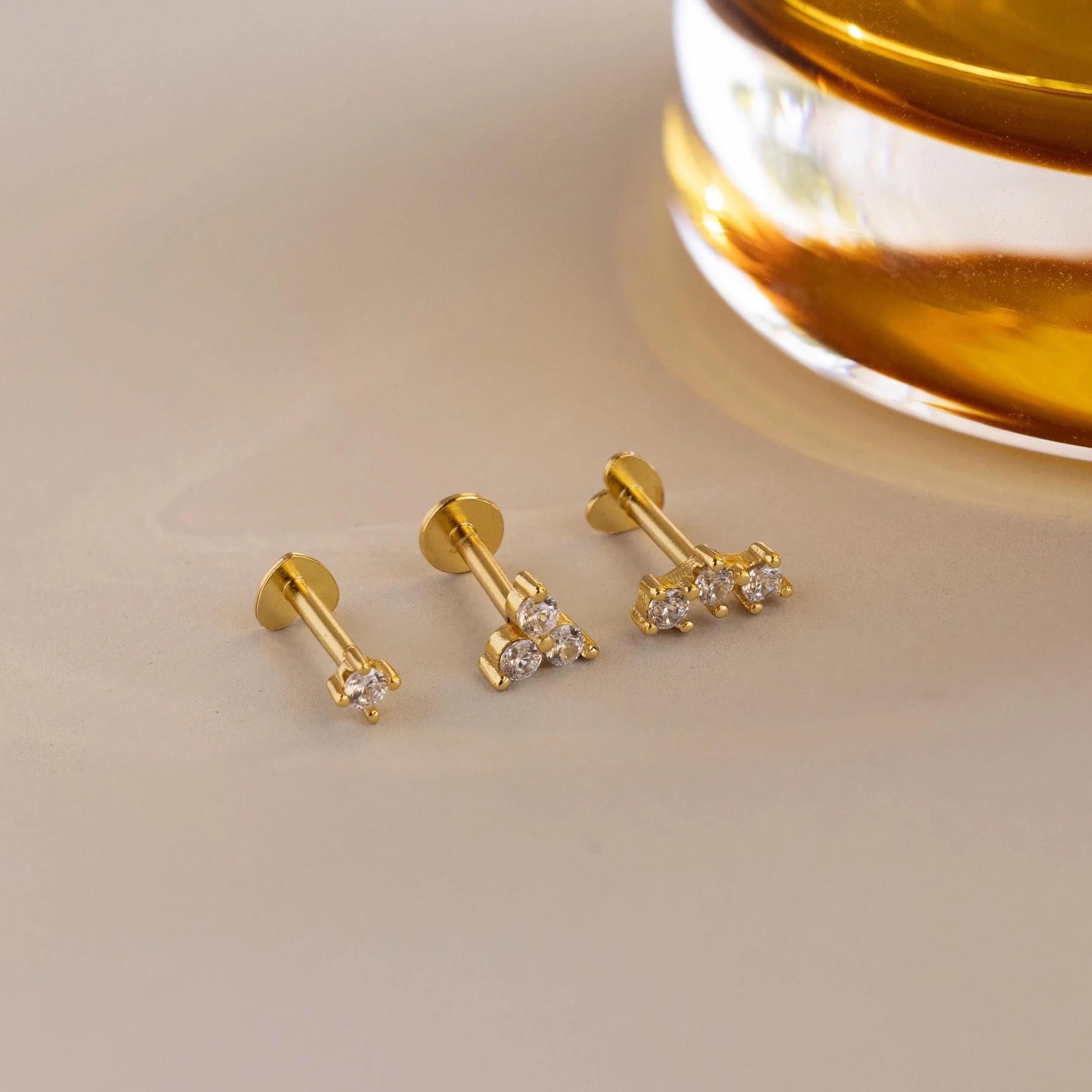 Constellation Flat Back Stud Set Silver 18K Gold Plated