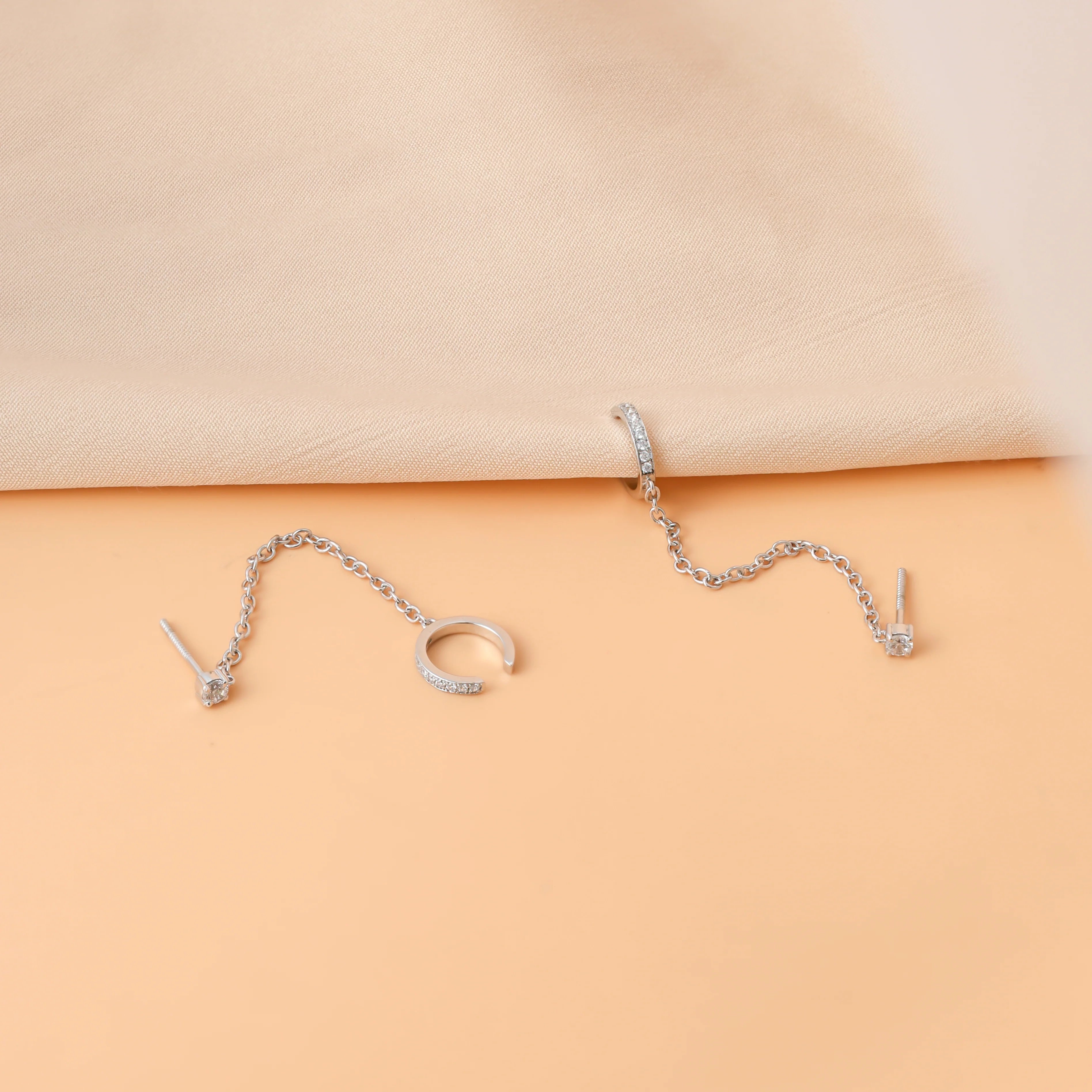 Pave Chain Ear Cuffs