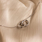 Interlocking Pave Charm Necklace  Silver 18K Gold Plated