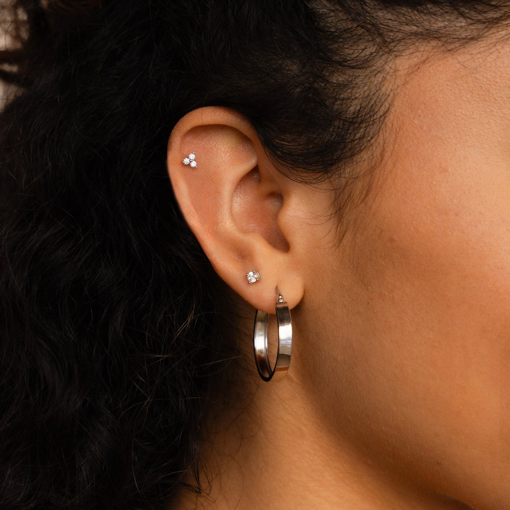 Thick Hoops Earrings Silver 18K Gold Plated