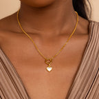 Mother of Pearl Heart Charm Silver 18K Gold Plated