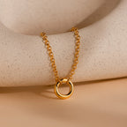 Rolo Circle Charm Bracelet Silver 18K Gold Plated