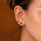 Diamond Black Art Deco Earrings Set Silver 18K Gold Plated