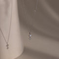 Diamond Pearl Drop Necklace Silver 18K Gold Plated