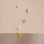 Pearl & Bow Ear Jackets Silver 18K Gold Plated