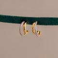 Diamond Mixed Metal Duo Pave Hoops Silver 18K Gold Plated