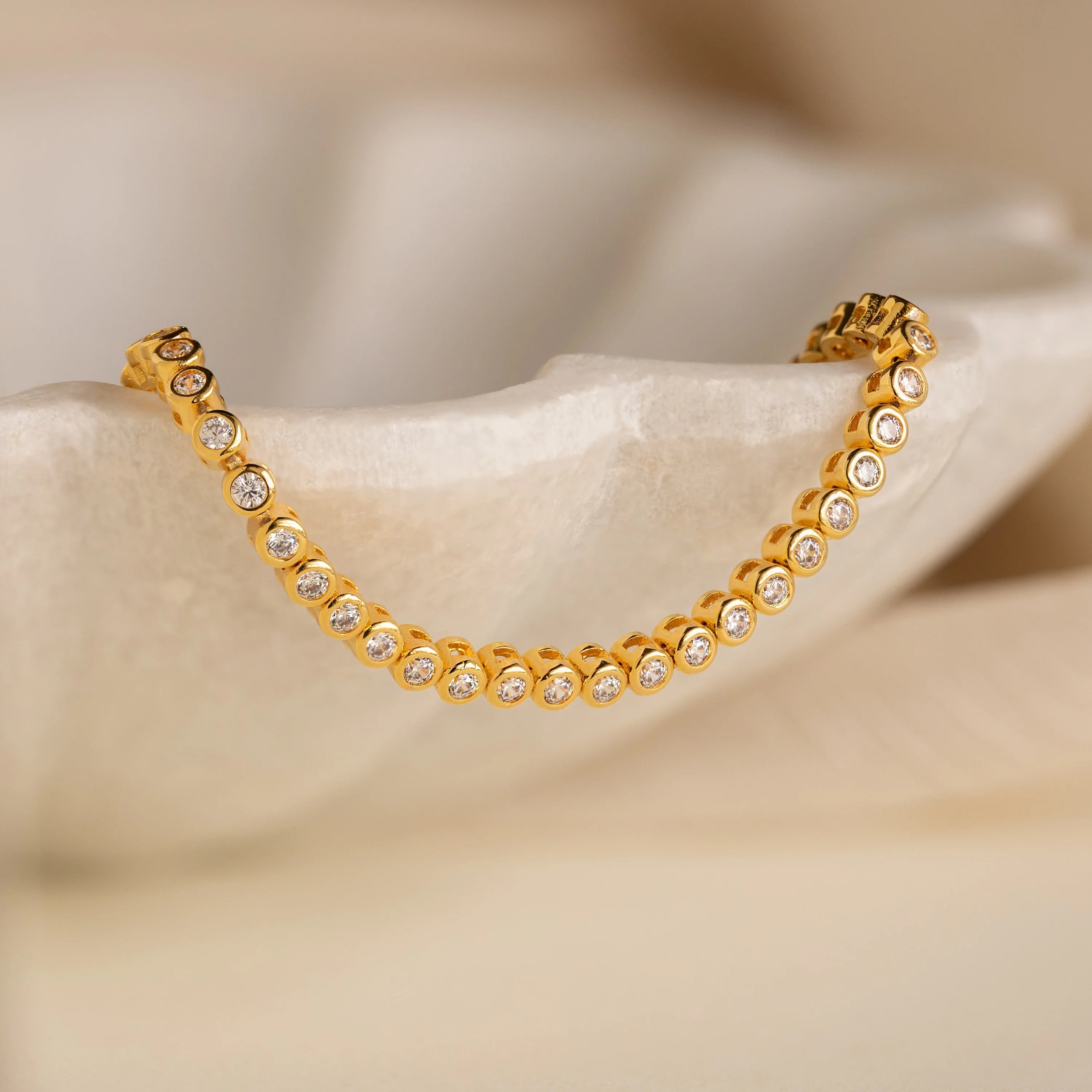 Diamond Bezel Tennis Bracelet Silver 18K Gold Plated