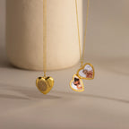 Fingerprint Heart Locket Necklace Silver 18K Gold Plated