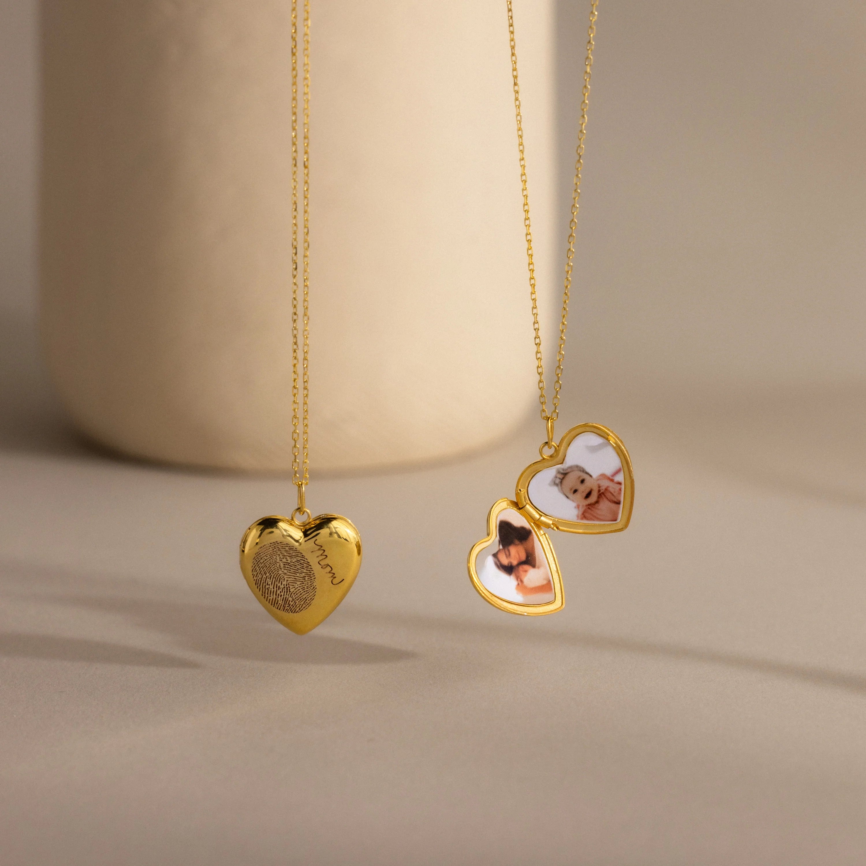 Fingerprint Heart Locket Necklace Silver 18K Gold Plated