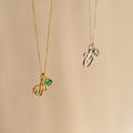 Initial Heart Birthstone Necklace Silver 18K Gold Plated