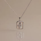 Opal Flower Charm Necklace Silver 18K Gold Plated