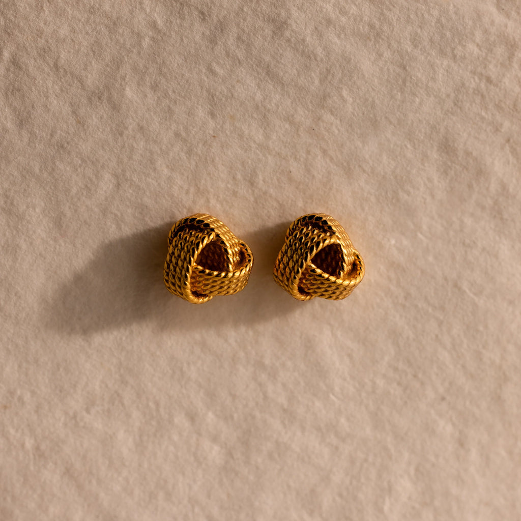 Rope Knot Studs Silver 18K Gold Plated