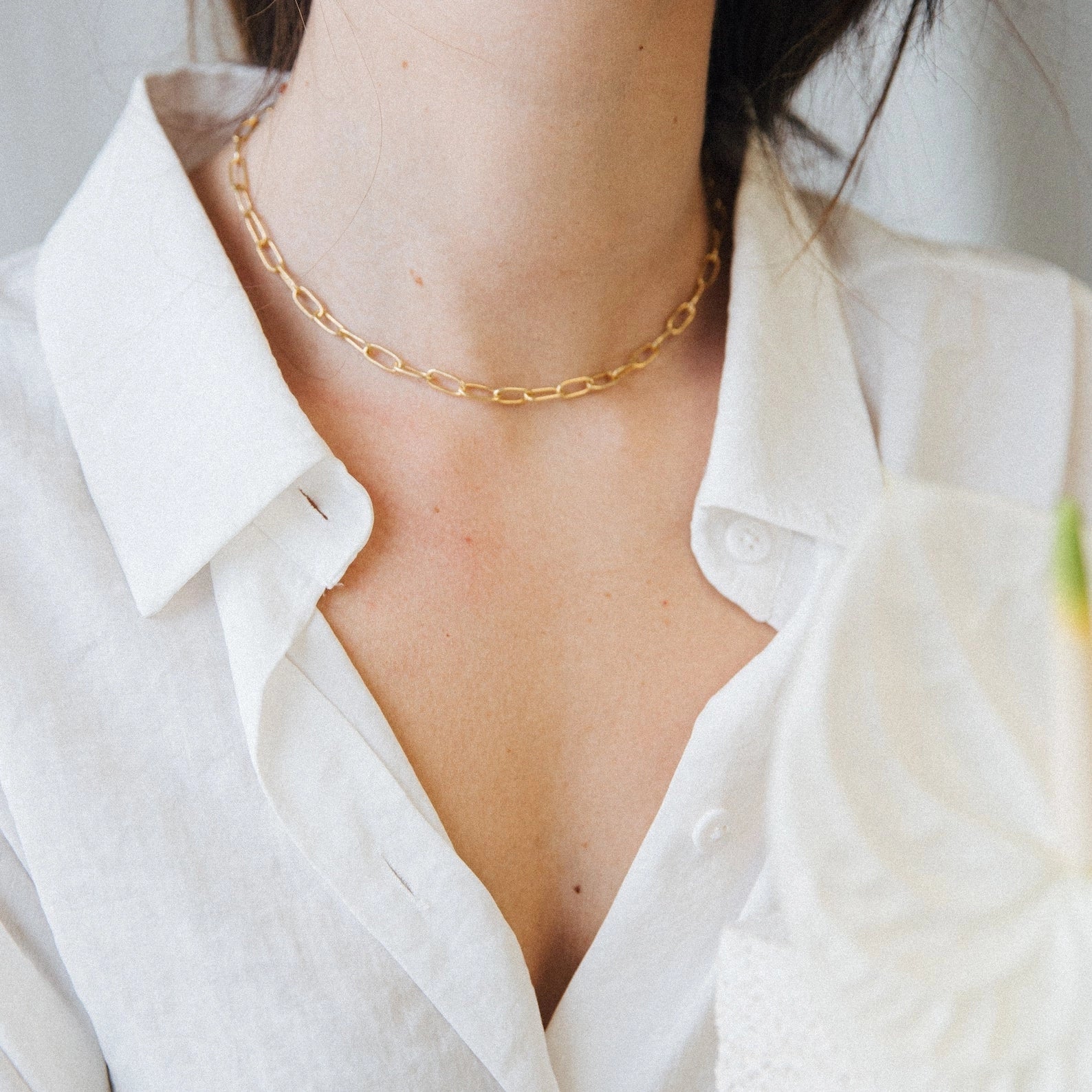 Paperclip Toggle Necklace Silver 18K Gold Plated