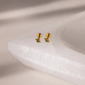 Geometric Aquamarine Flat Back Studs Silver 18K Gold Plated