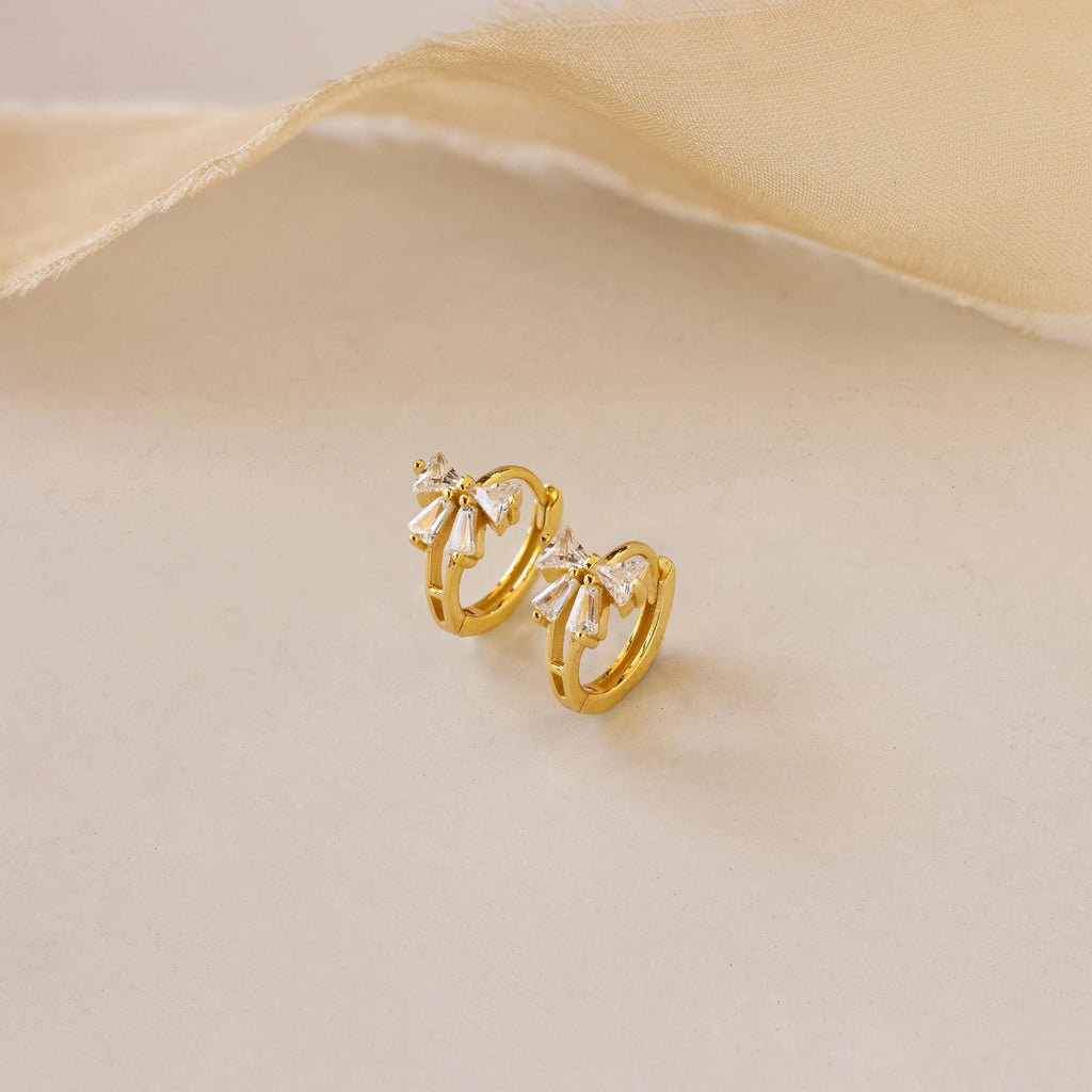 Diamond Ribbon Bow Huggie Earrings