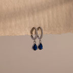 Pave Birthstone Drop Huggies Silver 18K Gold Plated