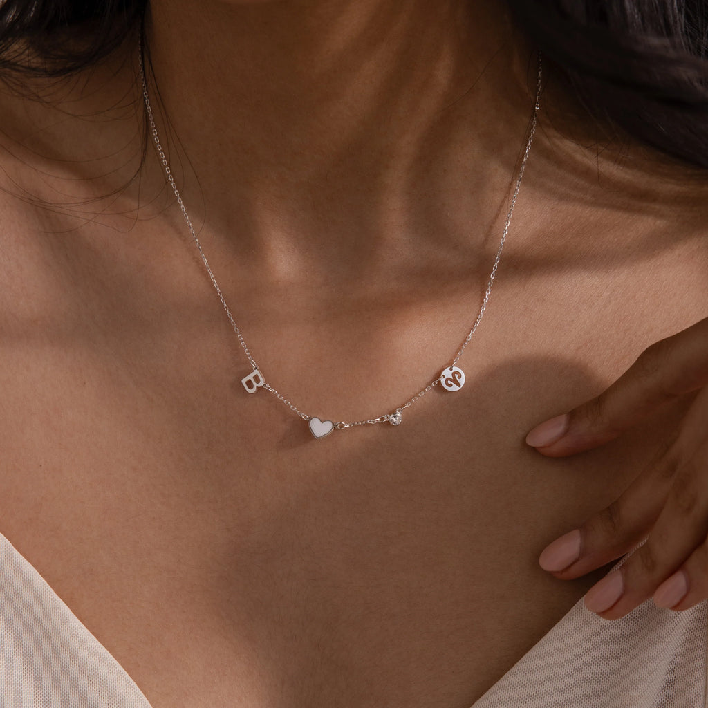 Dainty Space Charm Necklace Silver 18K Gold Plated