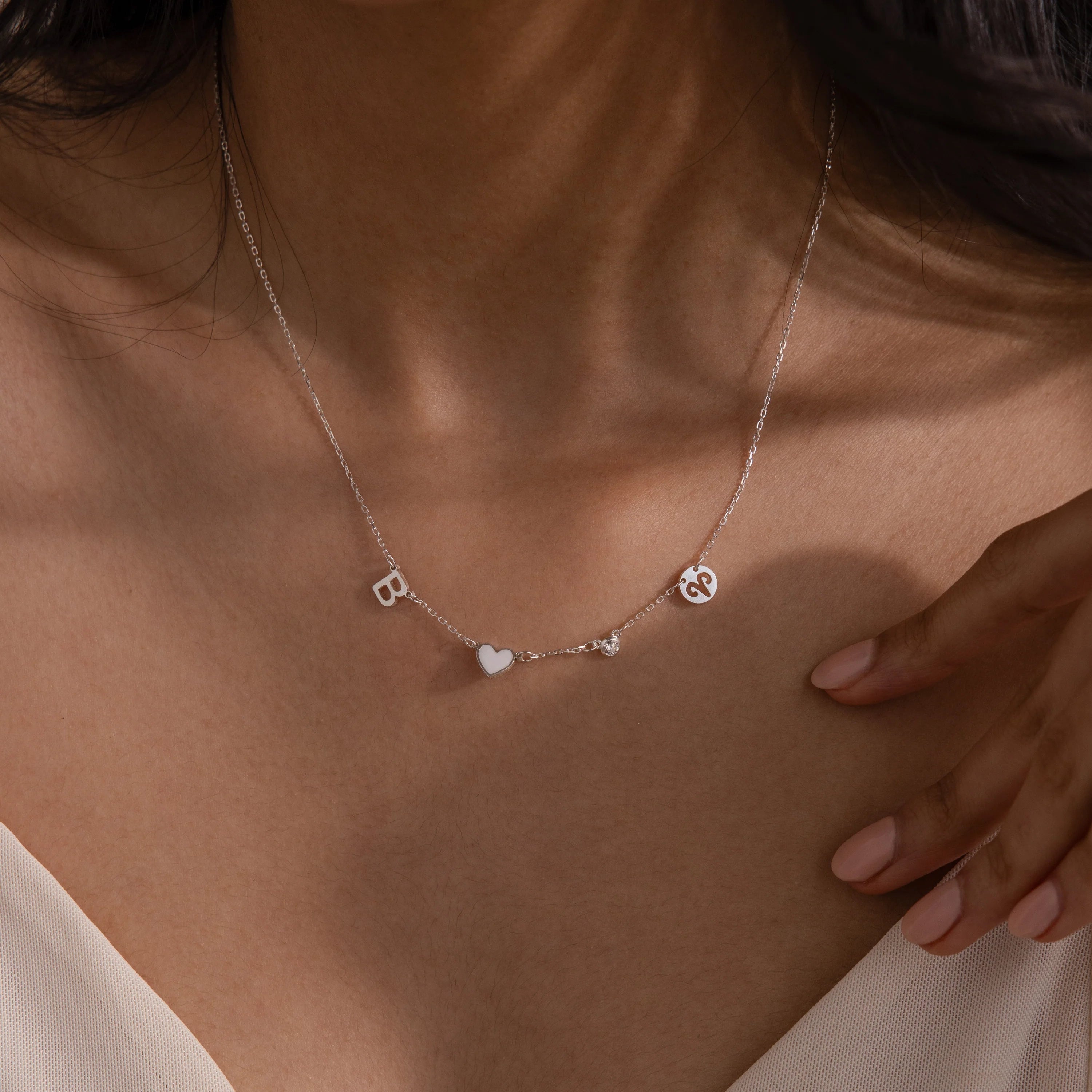 Dainty Space Charm Necklace Silver 18K Gold Plated
