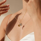 Initial Heart Locket Necklace Silver 18K Gold Plated