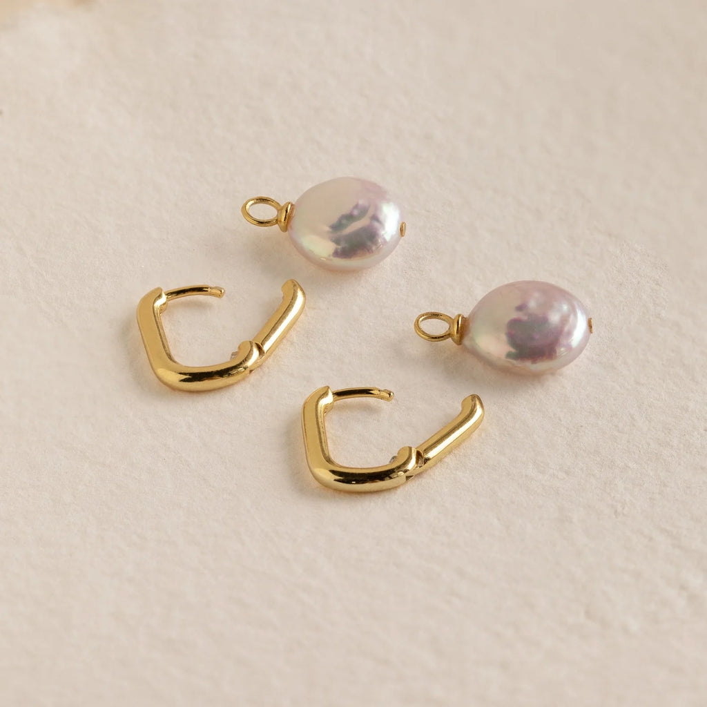 Bridget Pearl Hoops Silver 18K Gold Plated