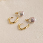Bridget Pearl Hoops Silver 18K Gold Plated