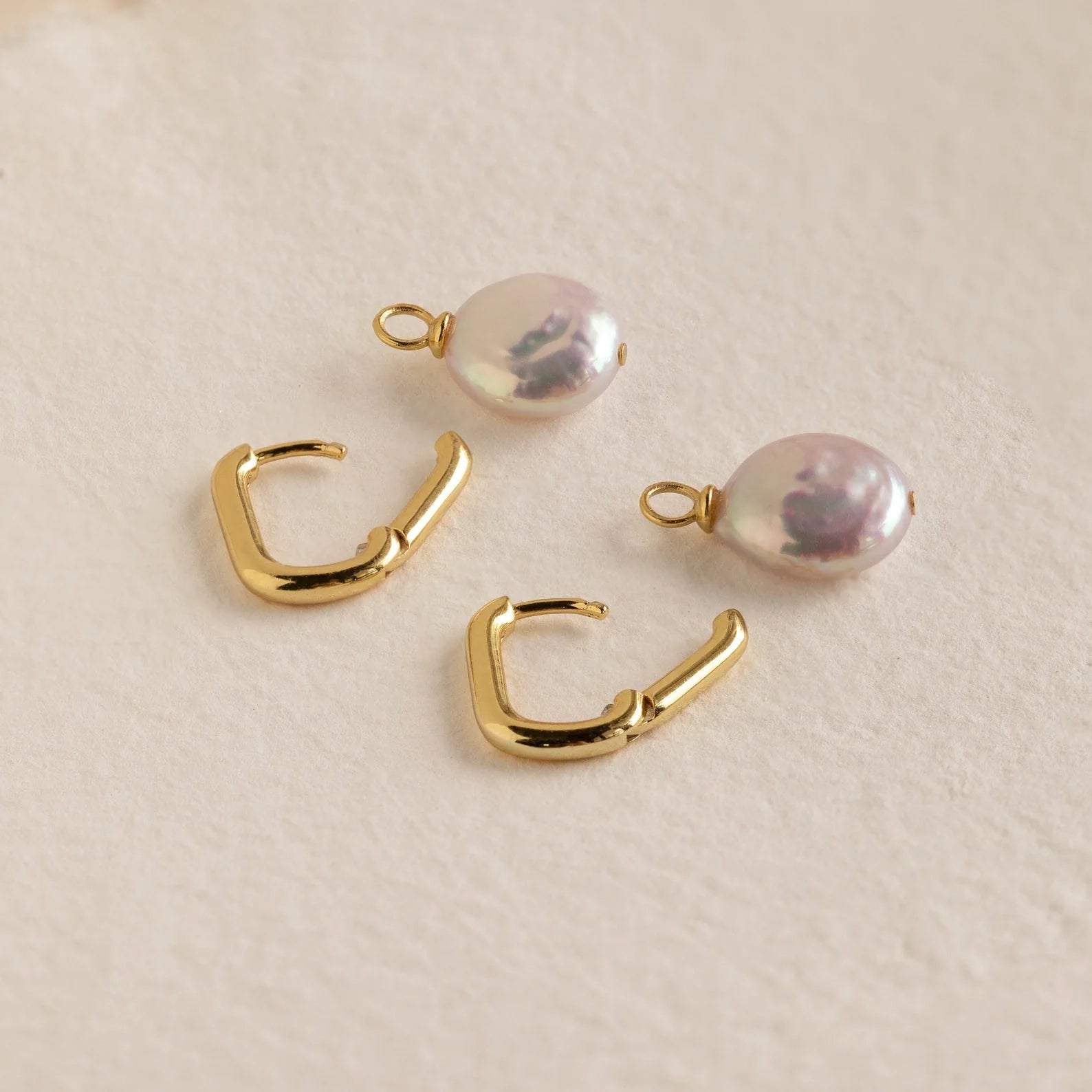 Bridget Pearl Hoops Silver 18K Gold Plated