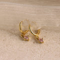 Garnet Drop Huggies  Silver 18K Gold Plated