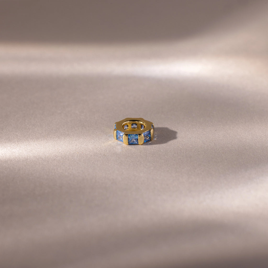 Infinity Princess Blue Zircon Charm  Silver 18K Gold Plated