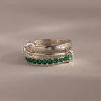 Eternity Band Triple Linked Emerald Ring Set Silver 18K Gold Plated