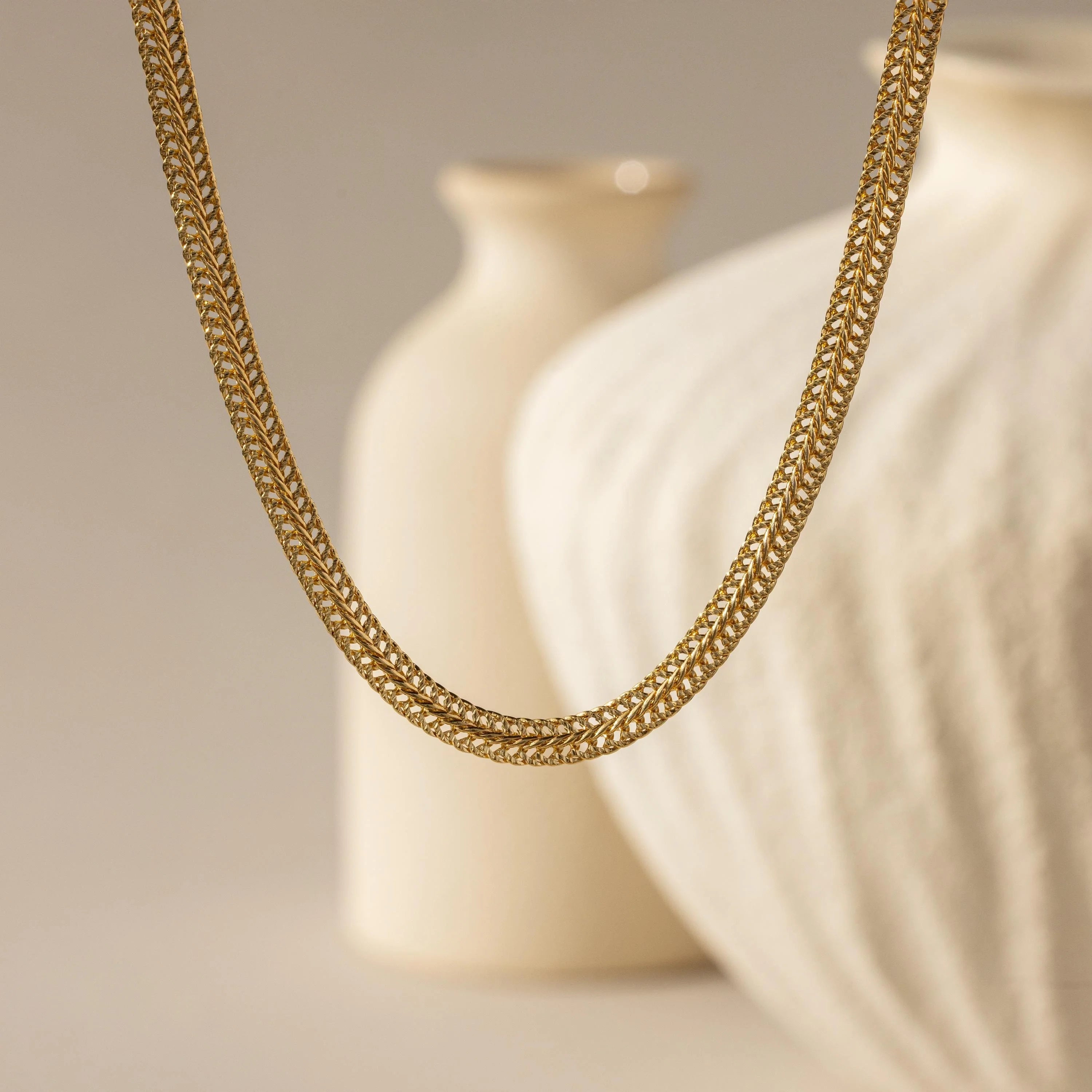 Thin Mesh Chain Necklace Silver 18K Gold Plated