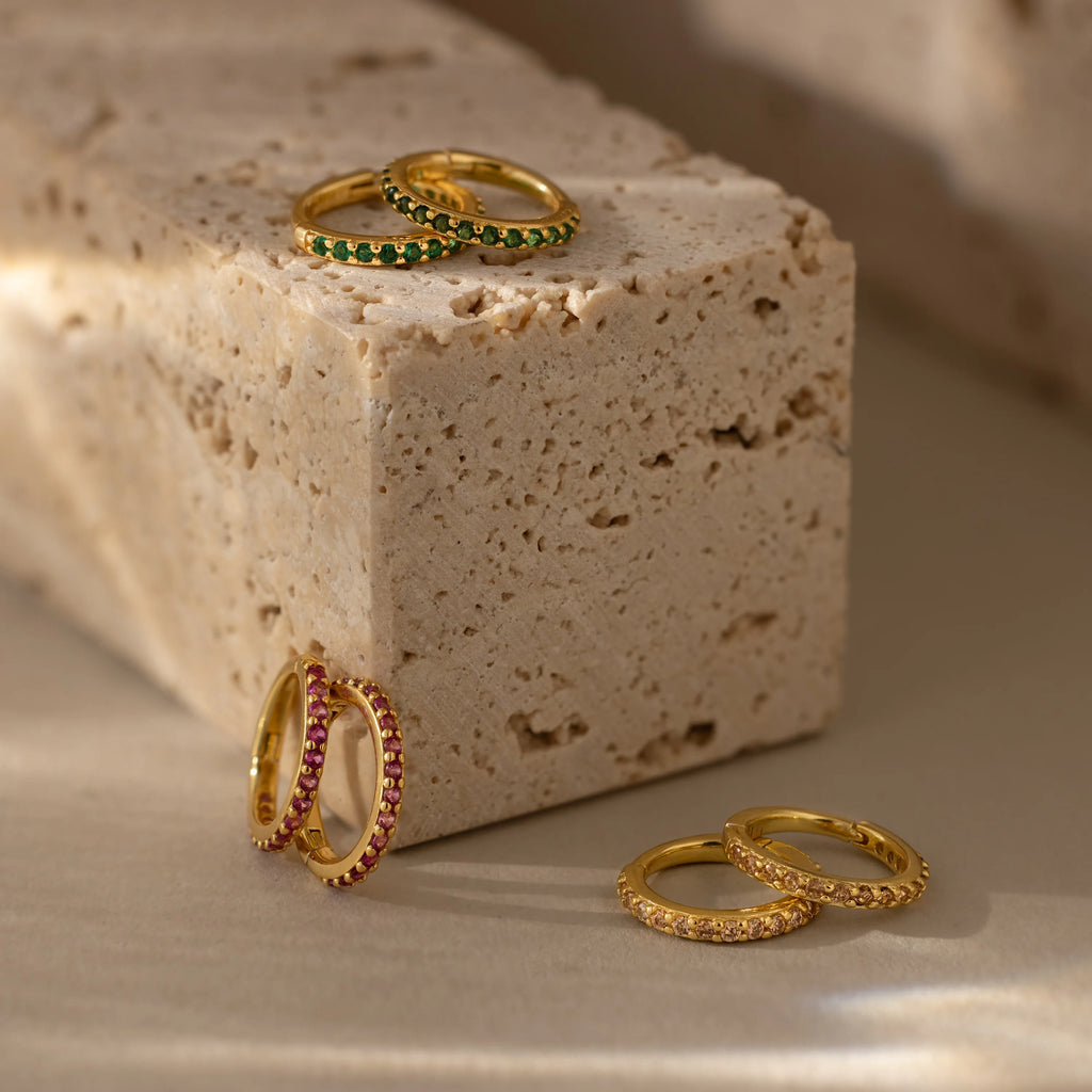 Topaz Clicker Huggies Silver 18K Gold Plated