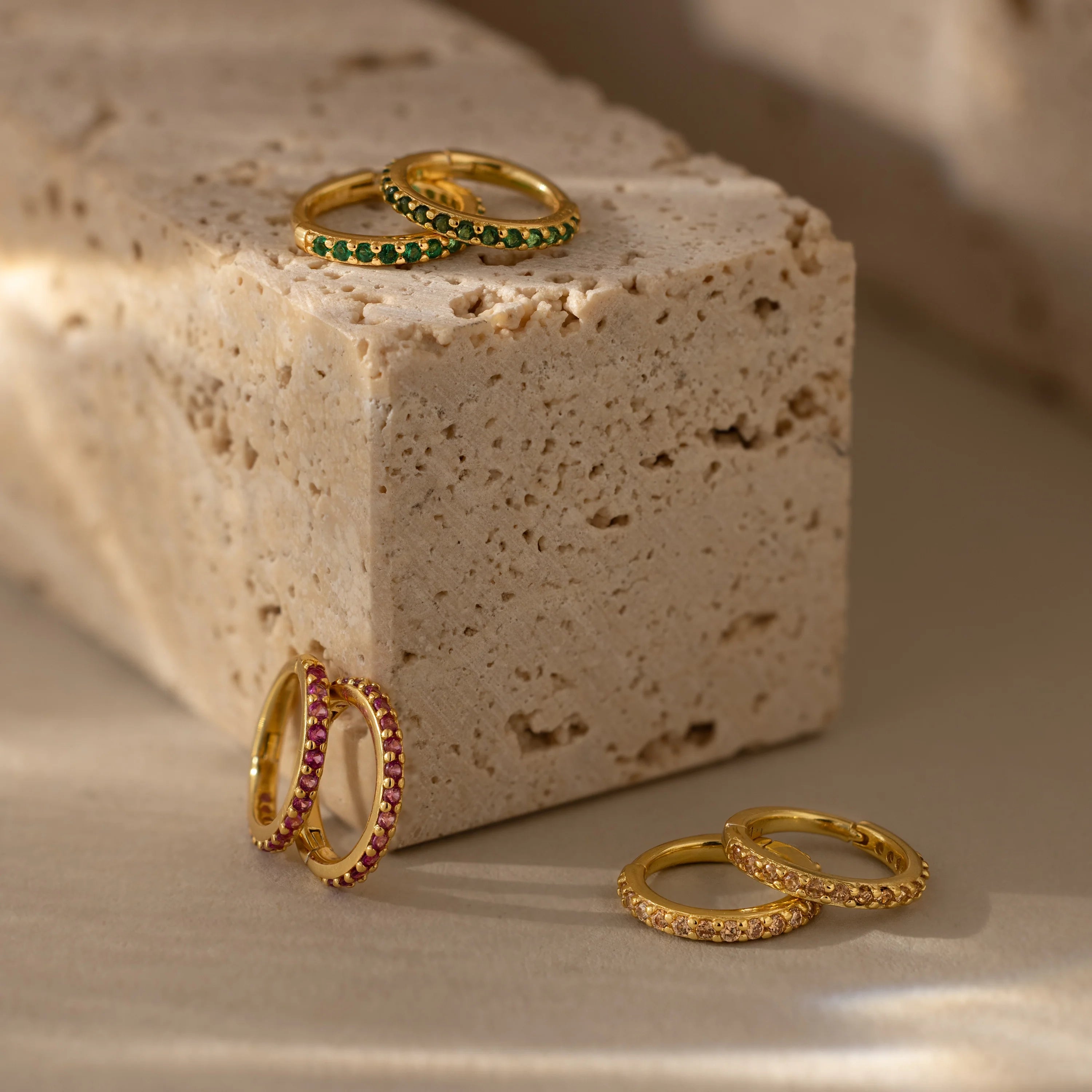 Topaz Clicker Huggies Silver 18K Gold Plated