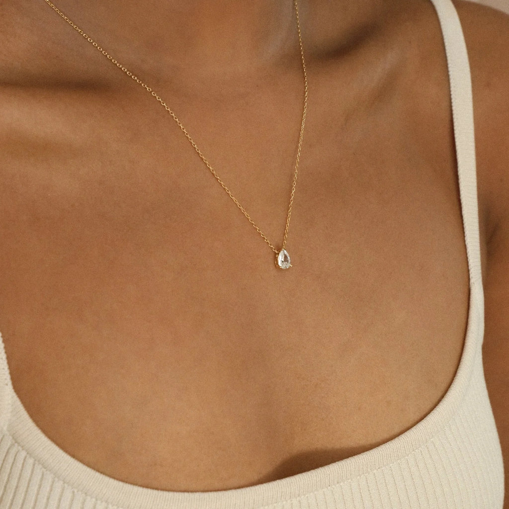 Dainty Diamond Necklace Set Silver 18K Gold Plated