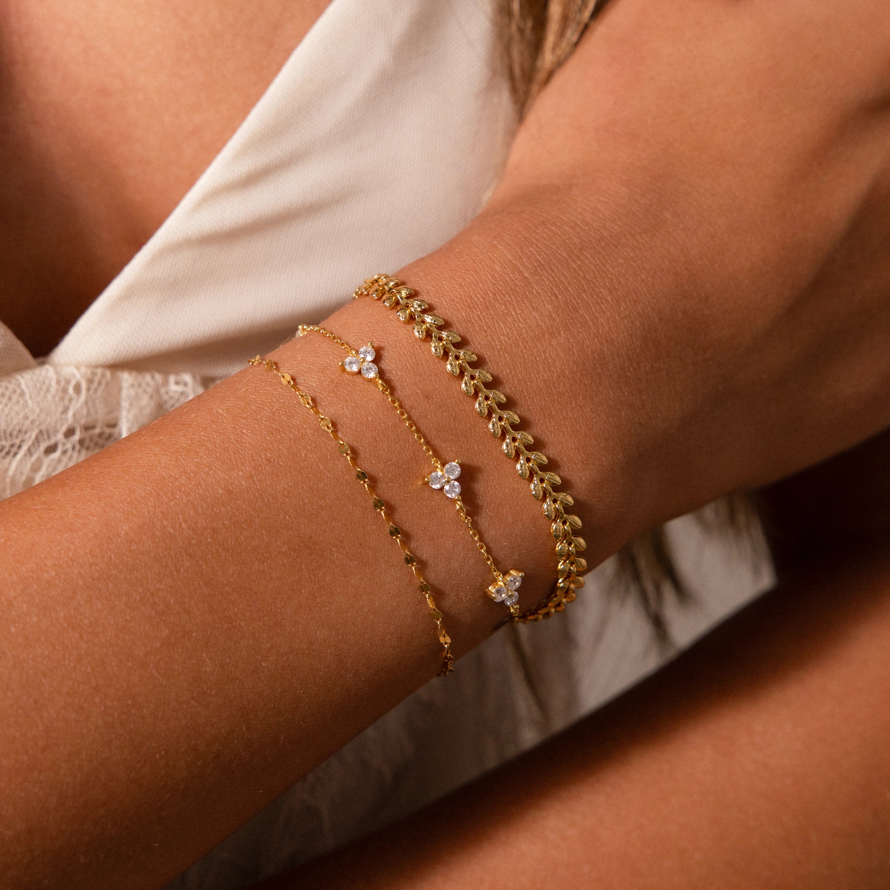 Fishtail Chain Bracelet Silver 18K Gold Plated