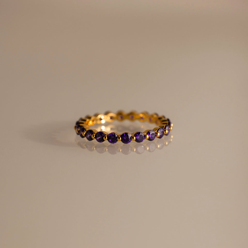 Lace Eternity Amethyst Ring Silver 18K Gold Plated