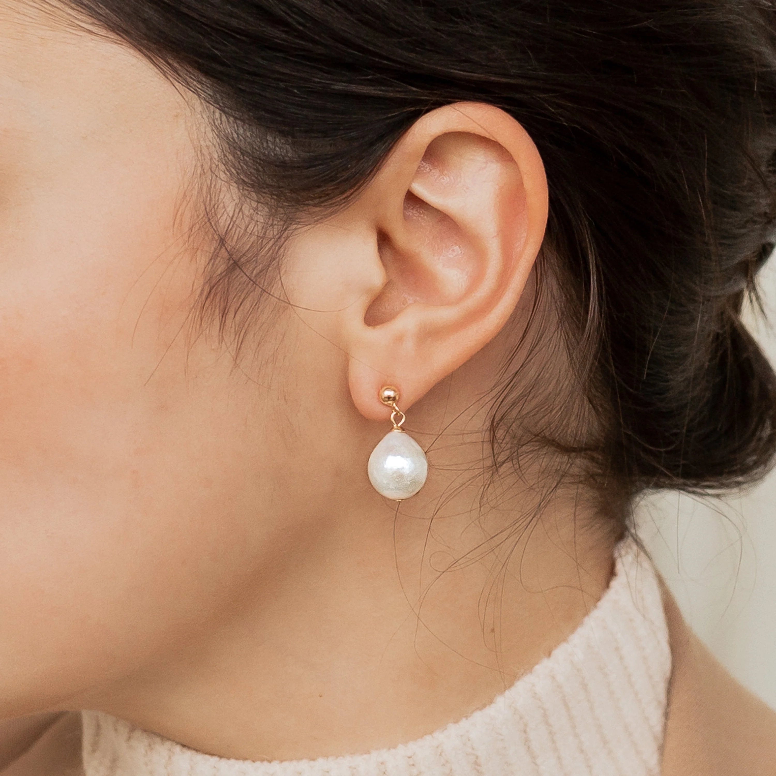 Baroque Pearl Earrings Silver 18K Gold Plated