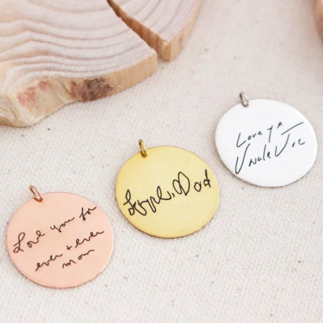 Custom Handwriting Charm Silver 18K Gold Plated