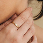 Skinny Birth Flower Ring Silver 18K Gold Plated