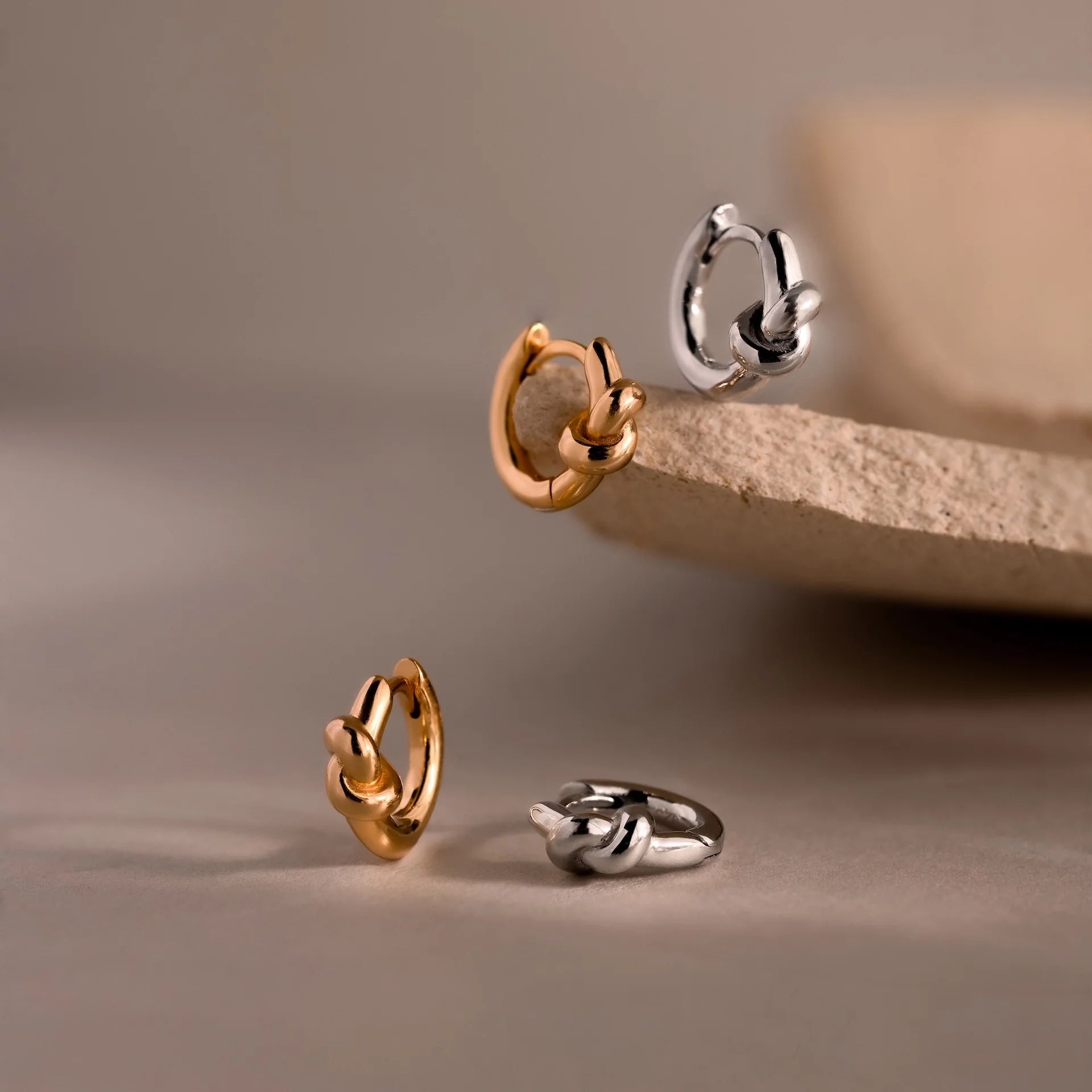 Love Knot Huggies Silver 18K Gold Plated