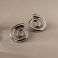 Bold Spiral Stud Earrings Silver 18K Gold Plated